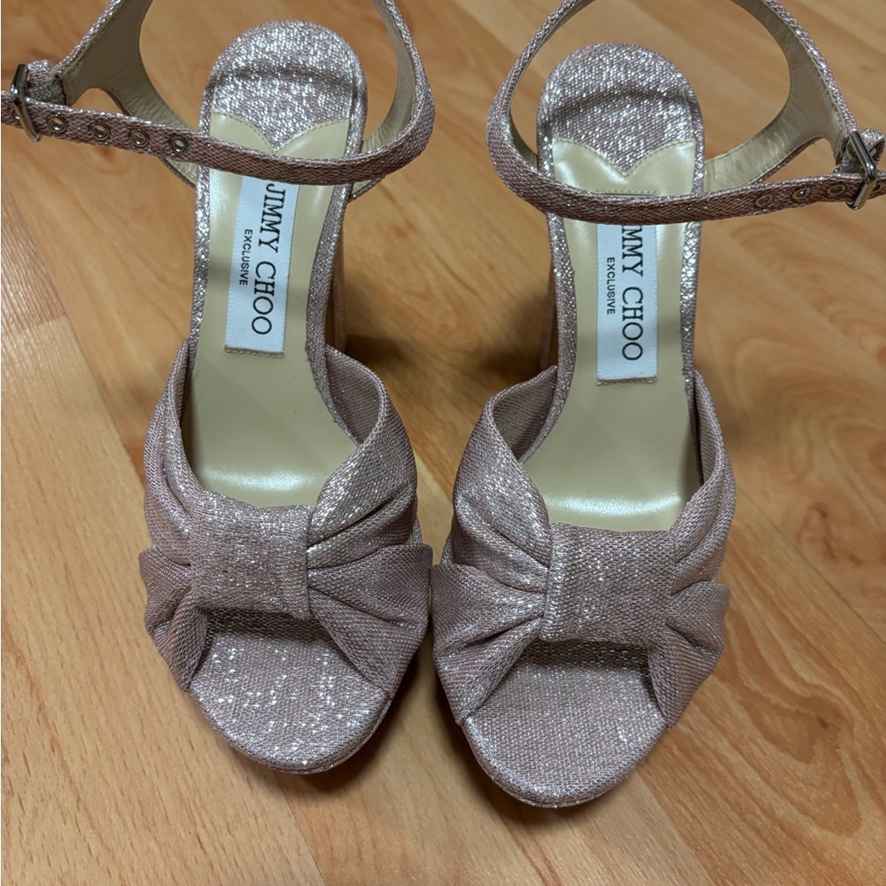 Jimmy Choo Women's Bow Heels - Pink Glitter